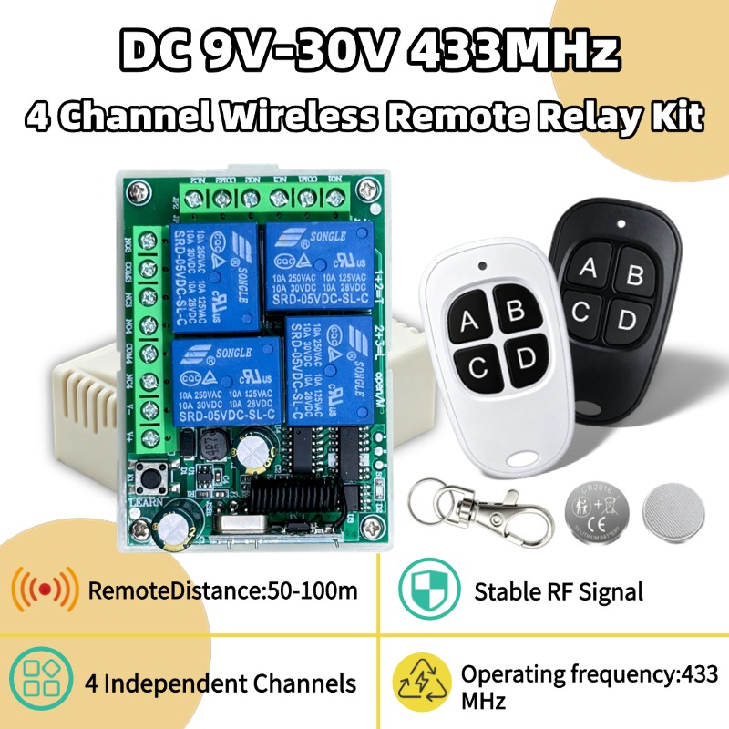 Relay Module 4 Channel - Controle Remoto Sem Fio Universal 433MHz