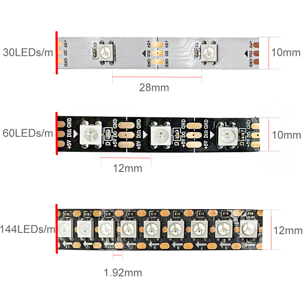 Dc5v ws2812b 5m/rolo 30/60/144 - Ws2812B Strip 5V avaliação e preço