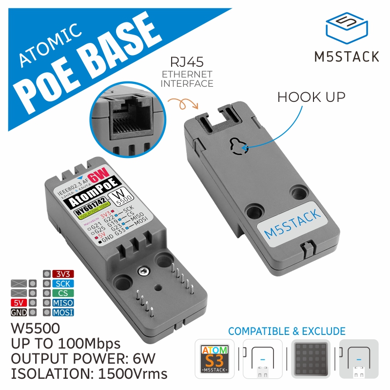 Base oficial ATOMIC PoE M5Stac - Ethernet W5500 avaliação e preço
